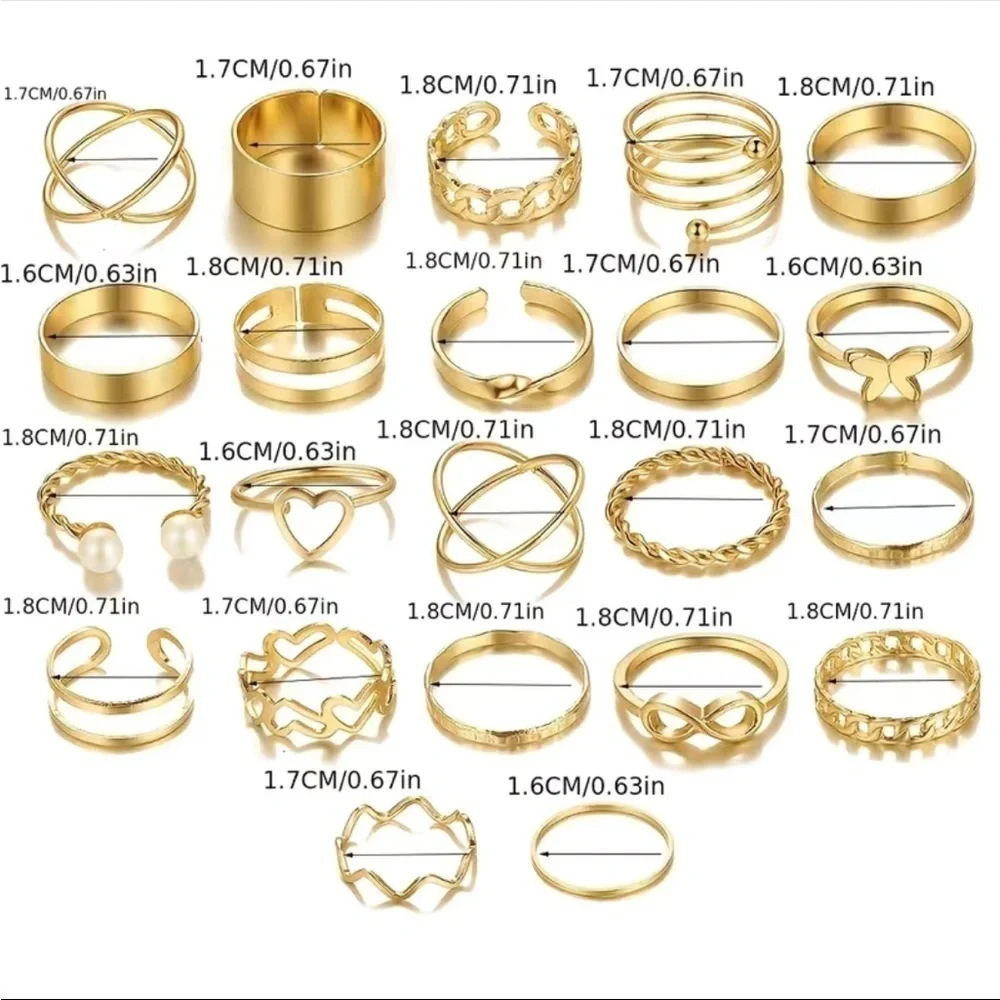 Gold Butterfly Love Minimalist Ring Set 22pc